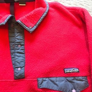 Mens large Quarter snap Patagonia red fleece pullover sweater
